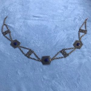 Vintage gold and blue clasp chain belt